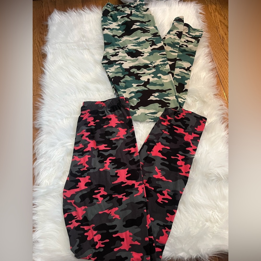 Stylish Camouflage Leggings - Pink and Green